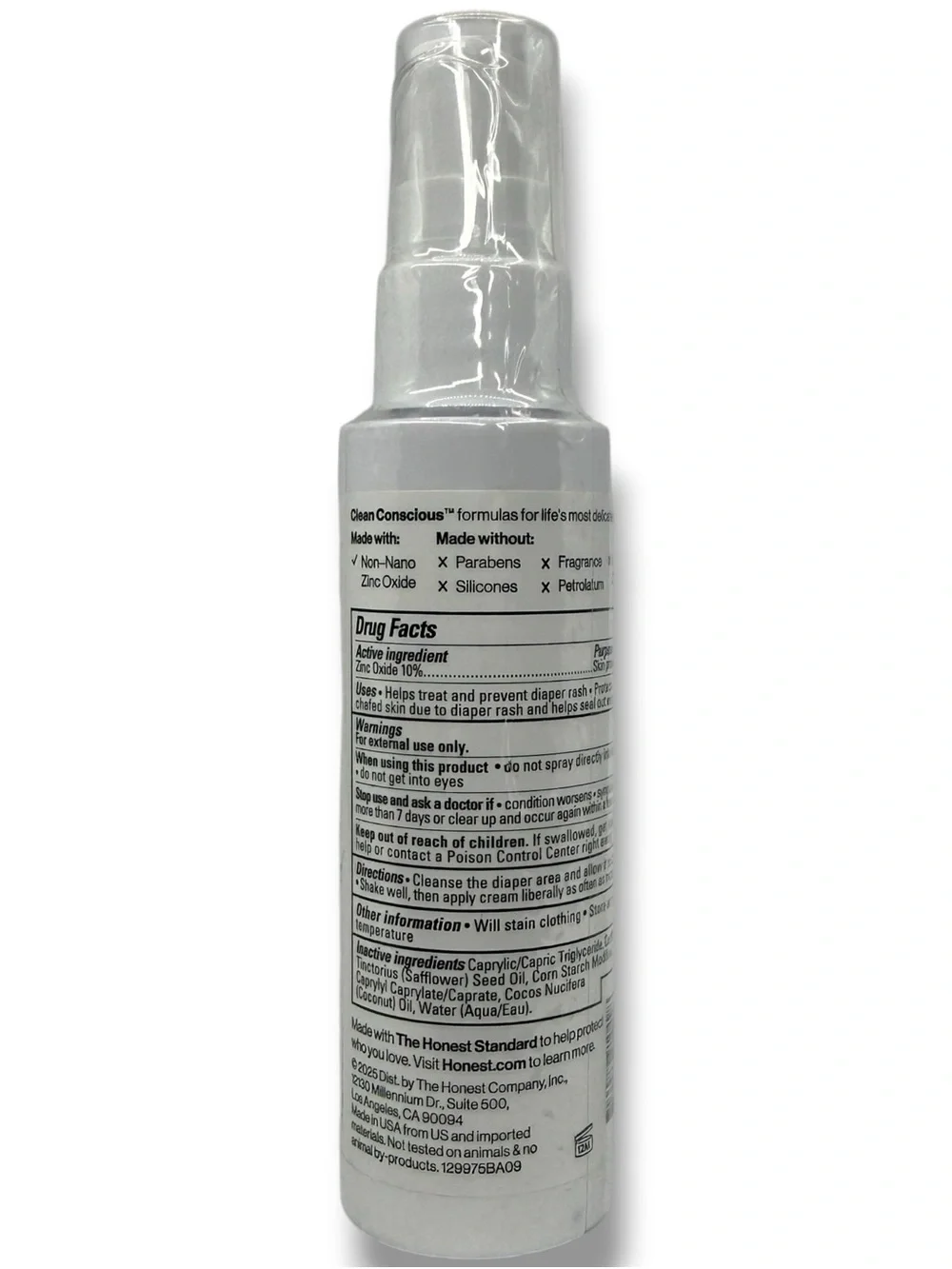 Honest Company Diaper Rash Cream Spray 2oz Zinc Oxide Hypoallergenic EXP: 11/27